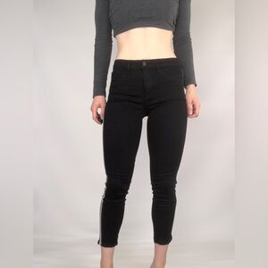 NWT L’AGENCE‎ Margot Skinny Jean in Noir with Silver Stripe